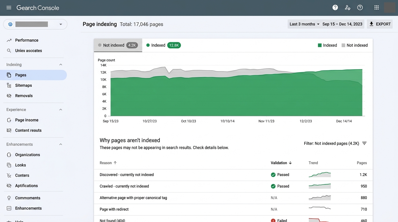 Google Search Console Page Indexing Report
