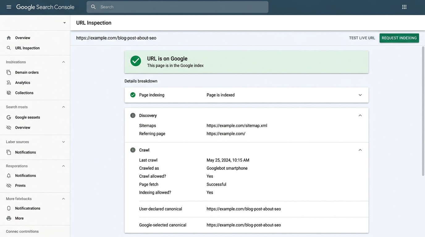 Google Search Console URL Inspection Tool